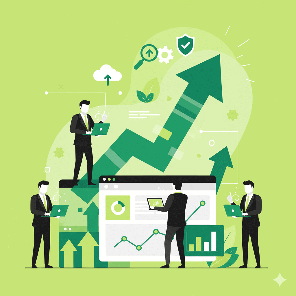 Small business owner using a laptop to improve SEO rankings